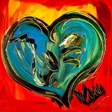 JAZZ HEART MARK KAZAV - ORIGINAL OIL PAINTING ABSTRACT MODERN ART  98R