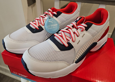 PUMA Future Runner Premium 369502-03 White Peacoat Red Men s 10.5 New w/ Box