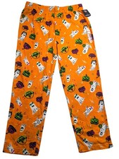 Hyde  Eek Mens Halloween Pajama Pants Orange With Ghost  Pumpkin Print L NWT