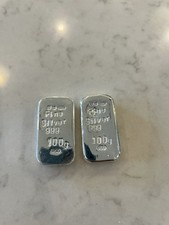  X2 100g 999 Fine Silver bullion Bars made by APO genuine full hallmark 999 200g