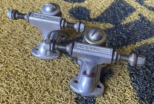 Vintage 70s ACS 430 skateboard trucks NOS Set Full Thread Axle New Unused - Picture 2 of 10
