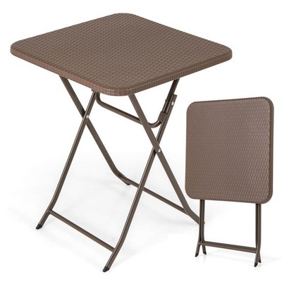 Tangkula 23.5'' Square Folding Table Indoor Outdoor Foldable Plastic Table