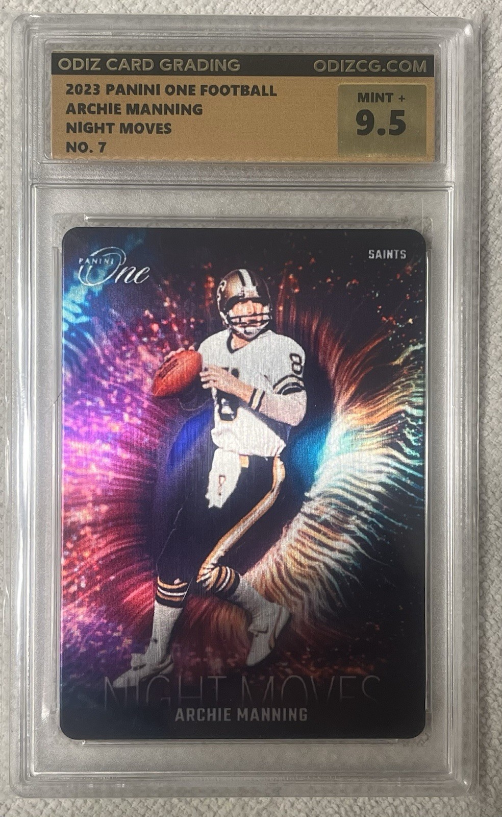 ARCHIE MANNING 2023 Panini One Night Moves SSP CASE HIT OCG 9.5 SAINTS