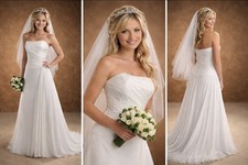 ✨ Maggie Sottero Strapless Chiffon Wedding Gown Dress – Timeless & Elegant ✨