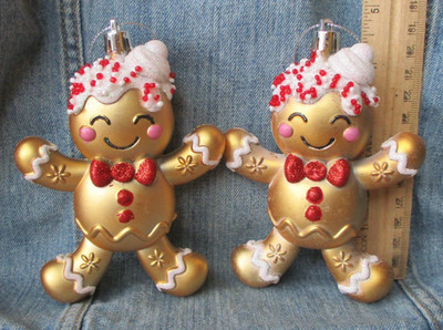 Lot Of 2 SPRINKLE FROSTING GINGERBREAD MAN Christmas Tree Ornaments ORN120