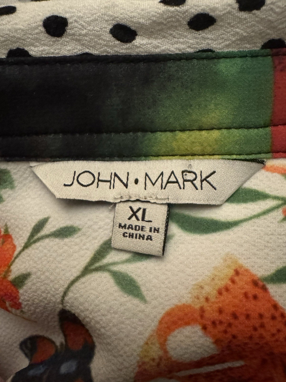 John Mark Vibrant Patchwork Print Point Collar Ro… - image 3