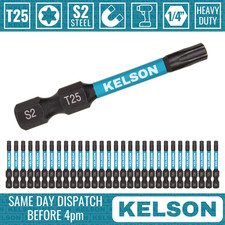 30 x T25 Torx 50mm 2" Impact Screwdriver Bits Magnetic 1/4" Universal KELSON