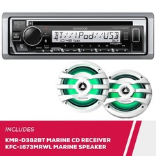 Kenwood KMR-D382BT Marine CD Receiver KFC-1673MRWL 6.5" 2-Way Marine Speakers
