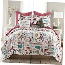 Merry Bright Collecion - Santa Claus Lane Quilt Set -/Cal Holiday Quilt King
