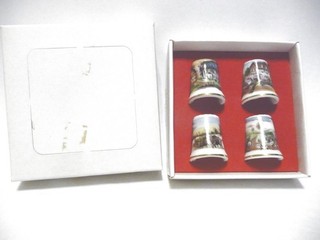 THIMBLE SET OF 4 VINTAGE PORCELAIN JAPAN THE 4 SEASONS IOB
