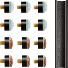 12 PCS Pool Stick Tips Replacement Kit,10mm/12mm/13mm,Hard Soft Screw on Pool Cu