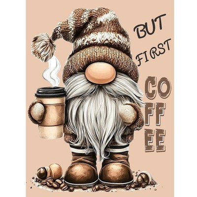 Diamond Art Kits for Adults Beginners,Gnome with Coffee Diamond Dots Painting, D