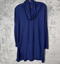 Cupio Womens Sweater Dress Size Large Cowl Neck Pullover Blue Long Sleeve Casual