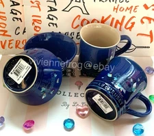 LE CREUSET COBALT BLUE LOTUS KOI FISH DECAL KOBE SOUP RICE BOWL / COFFEE MUG CUP