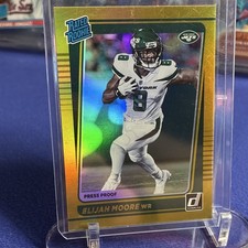 Elijah Moore Gold Panini Rated Rookie Press Proof Football Jets #271 2021