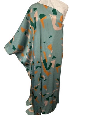 Diarrablu Asymmetrical Flowy Kaftan With Abstract Design In Green & Orange