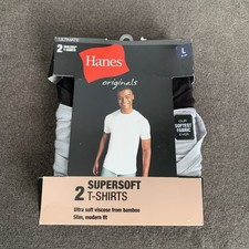 Hanes Originals Ultimate Men's SuperSoft Crewneck T-Shirt Black/Gray 2-Pack Slim