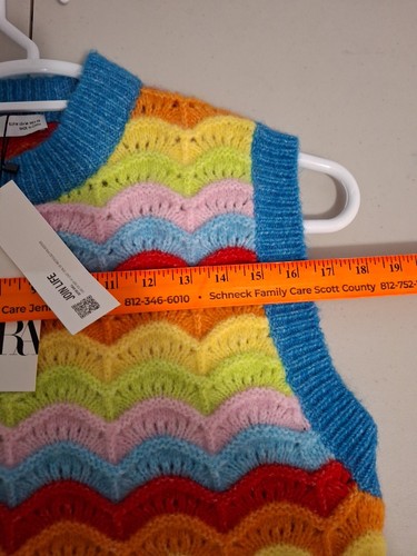 Zara Rainbow Medium Sweater Vest NWT - Picture 7 of 9