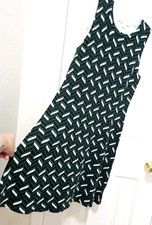 Michael Kors MEDIUM STRETCHY THIN Sweater Knit Sleeveless Dress Green White EUC