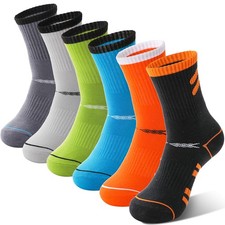 Kids Boys Socks Athletic Sport Basketball Youth Crew Cotton Soft Breathable G...