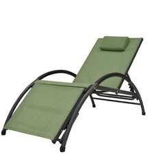 Vivere Aluminum Reclining Dockside Sun Lounger for Patio Pool, Olive Green