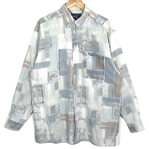 Chemise Vintage Années 80/90 David Wick - Taille L, Motif Graphique Bleu