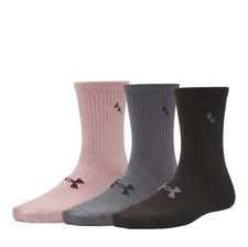 UNDER ARMOUR UA ESSENTIAL CREW SOCKS 3-PAIRS Multicolor Womens 6-10 Medium