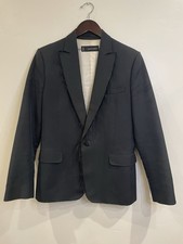 Dsquared2 Black Cotton Tuxedo Blazer Frayed Lapel 1 Button Italy 2010 IT 48/US38