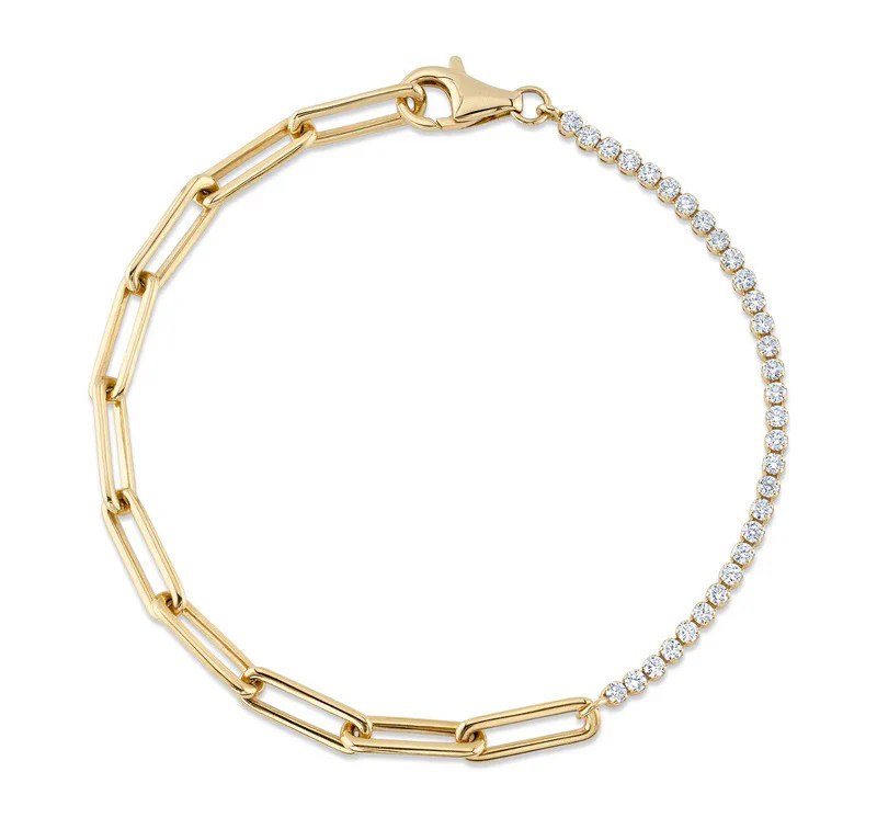 0.66ct Round Brilliant Cut Diamond Tennis & Paper Clip Bracelet
