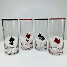 Anthropologie Dupe Poker Casino Shot Glasses Party Cocktail Barware SET OF 4