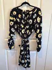 Ann Taylor Women's Multicolor Floral V-Neck Dress Size L