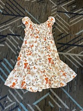 SHEIN Curve 3XL White Orange Floral Puff Sleeve Ruffle Sundress Women's Dress