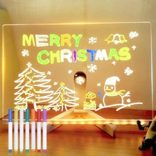 LED Note Board with Colors, Light up Acrylic Message Board, Glowing Acrylic Dry 