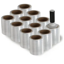 12 Rolls 5x1000ft Hand Stretch Wrap Clear Durable Shrink Film Bulk Packaging