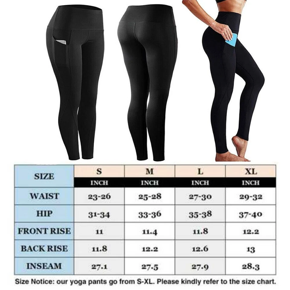 Women's High Waist Yoga Pants Gym Leggings with Pocket Fitness Sports Running - Image 2 of 4