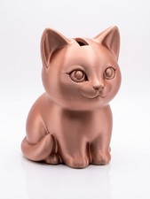 Salvadanaio Gatto PLA Stampa 3D Rose Gold Rosa Metallizzato 15,7 cm con Tappo
