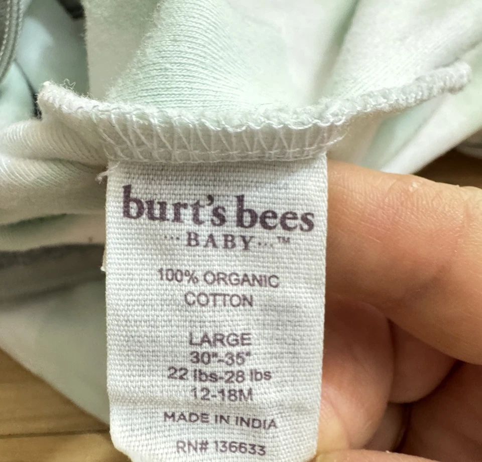 Мешок для сна пчеловода BURT'S BEES BABY 12-18 месяцев 100% органический хлопок бирюзовый - Изображение 4 из 4