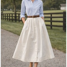 Ralph Lauren Collection Style Off White Full Button Skirt Vintage Sz 4 23 Waist