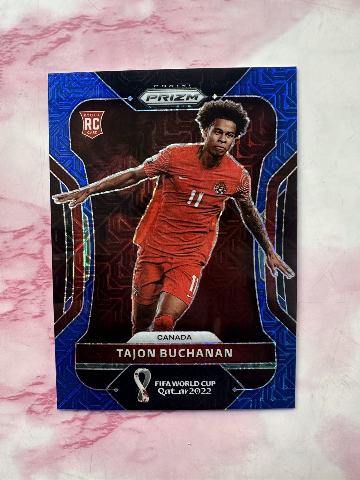 2022 Panini Prizm World Cup Tajon Buchanan RC Blue Mojo 71/75 Canada Inter Milan