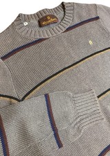 Vintage Etienne Aigner Union Made Striped Cotton Sweater Women  s S Classic Crew