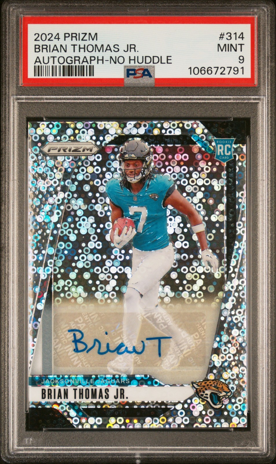 2024 Prizm Brian Thomas Jr Autograph No Huddle PSA 9