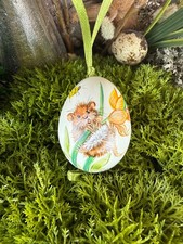 Kleine Laufenteneier grün, Osterei, Ostern , Haselmaus,  5,5 cm, handbemalt