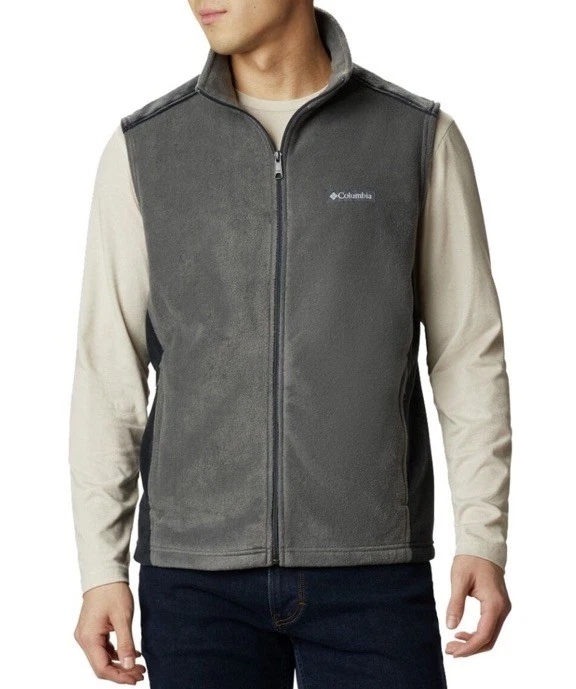 Columbia Mens Full Zip Steen Mountain Fleece Vest Grill Black Large