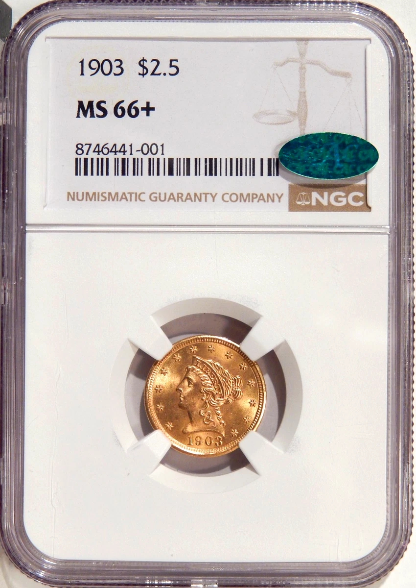 MS 66 Graded Quarter Eagle $2.50 US Gold Coins (Pre - 1933) for