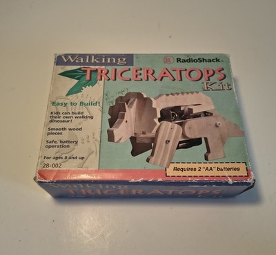  Vintage RadioShack Walking Triceratops Kit 28-002 Battery Opt. Wood Dinosaur 