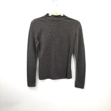 Reformation bailey Gray metallic Sparky Long Sleeve Mock Neck top silver black M