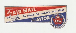 Trans-Canada Air Lines 1945 airmail label etiquette