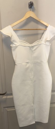 NUOVO ABITO FASCIATOIO BIANCO COUTURE DESIGNER CINTURINO CORSETTO CORPETTO VITA Medium - Foto 3 di 4
