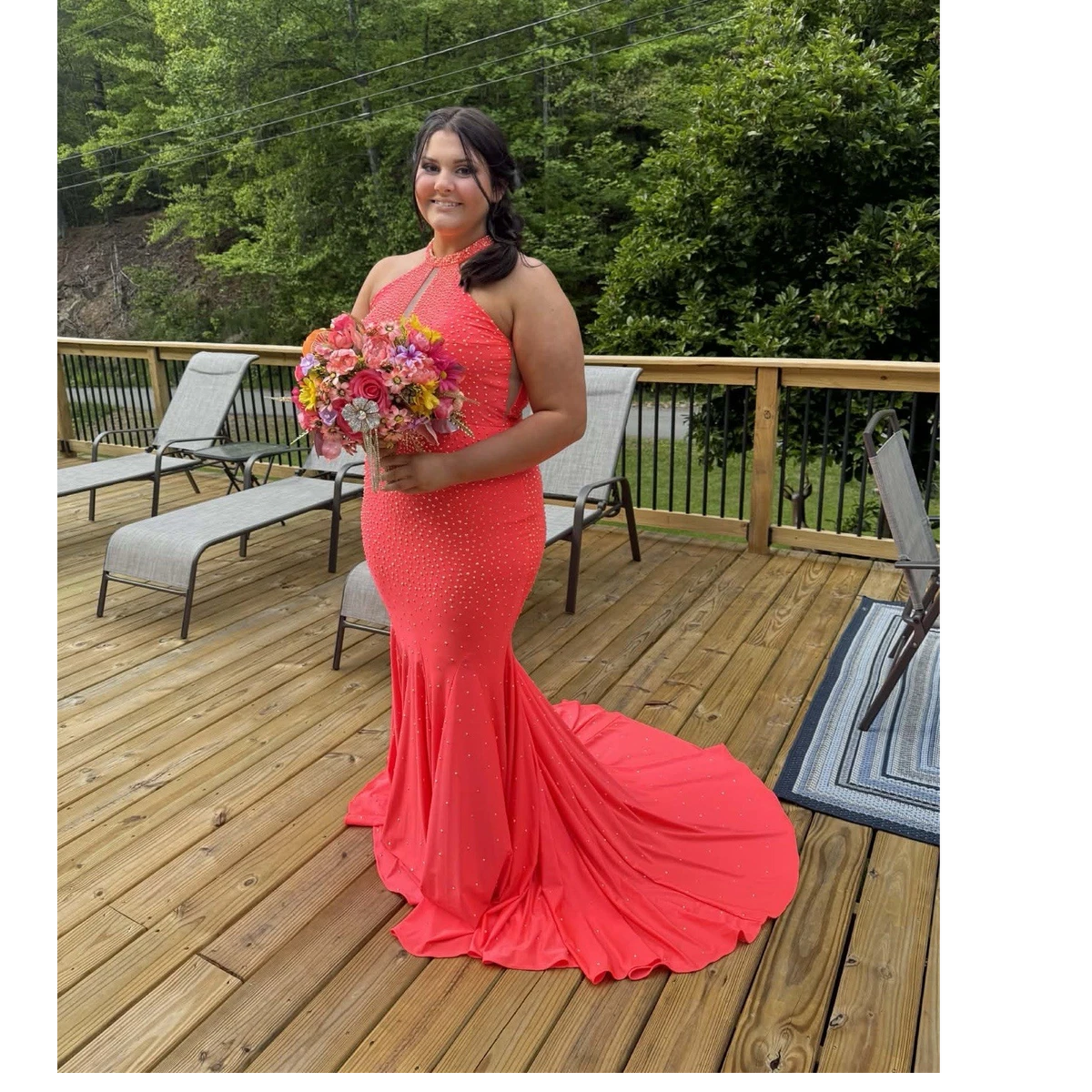 coral prom dress products for sale | eBay