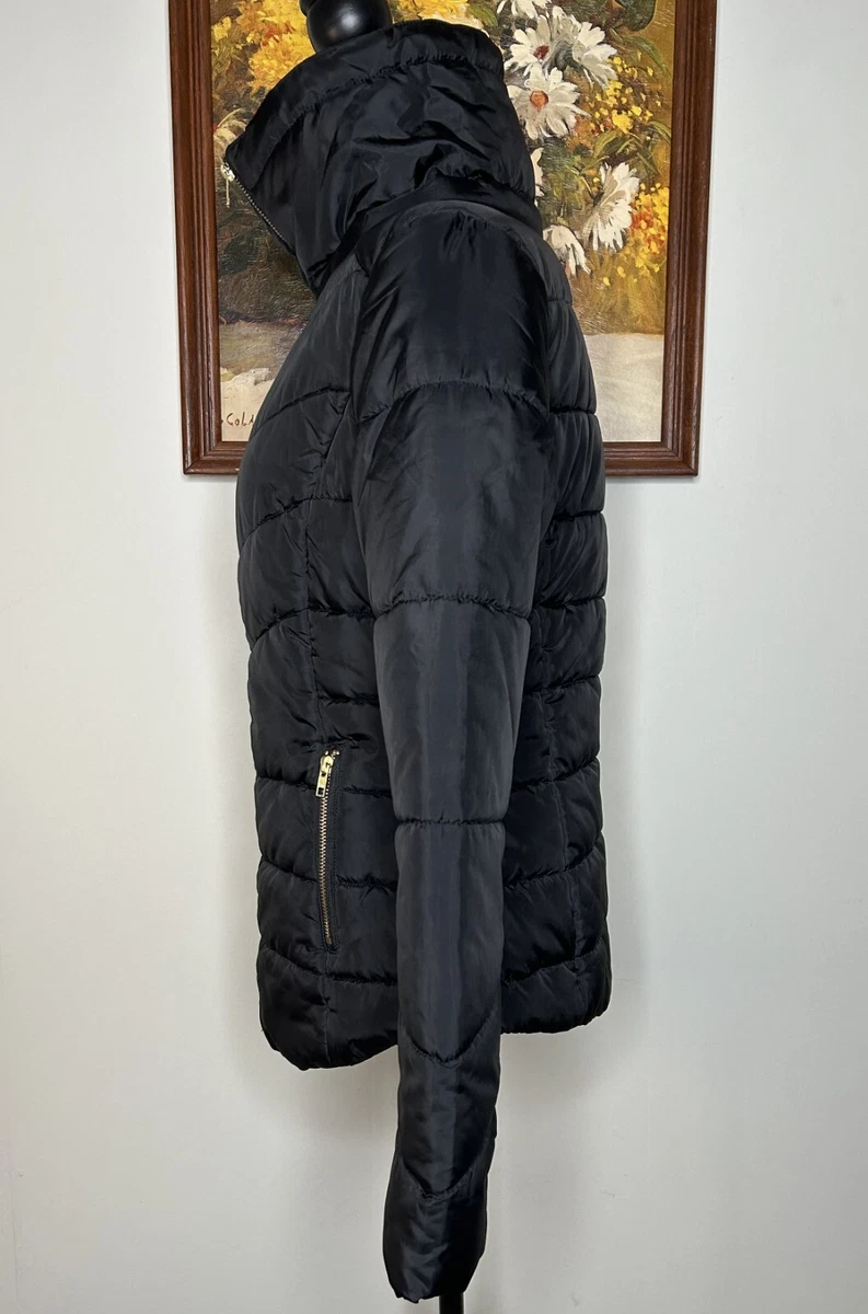 Arizona Jeans Puffer Jacket Women s Medium Black Casual NO DETACHABLE HOOD